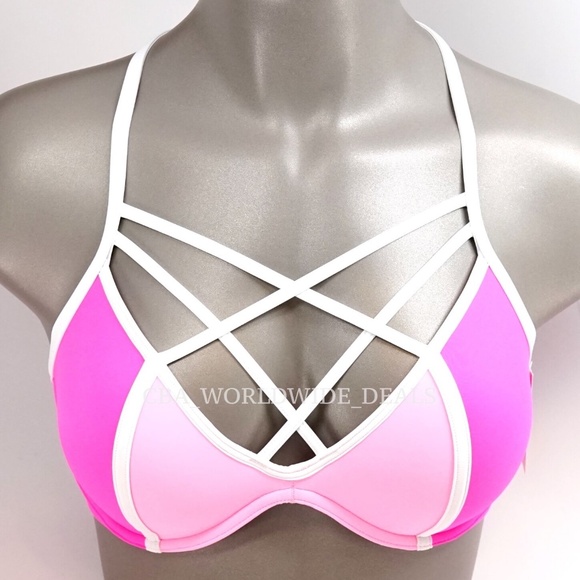 Victoria's Secret PINK White Strappy Front T Back - Picture 1 of 2